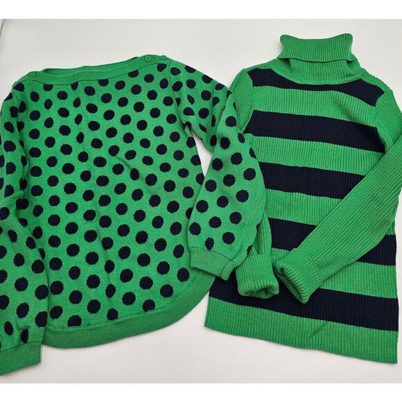 GapKids Girl's 6/7 Green and Navy Blue Turtleneck NWT and Polkadot Sweater GUC - Picture 1 of 16
